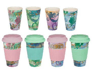 Bamboo mug with silicone lid