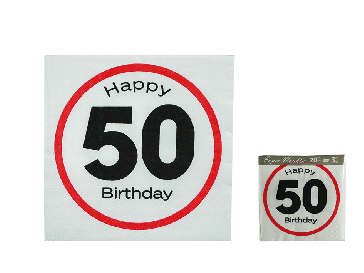 Servítky Happy Birthday s číslom 50
