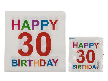 Papierové servítky Happy Birthday 30