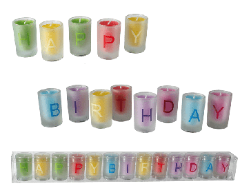Coloured candles in glass