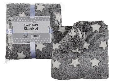 Grey comfort blanket with white stars