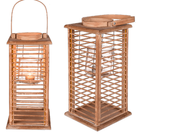 Wooden lantern with glass insert