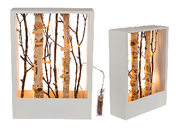 Natural coulored wooden deco frame with branches & 12 warmwhite  LED