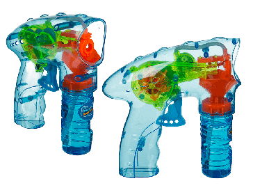 Plastic Bubble Gun with Light & ca. 56 ml bubble liquid