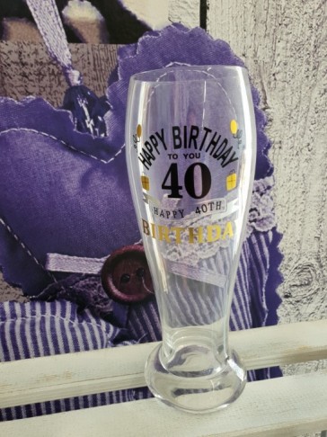 Sklenený narodeninový pohár na pivo "40", 23 cm