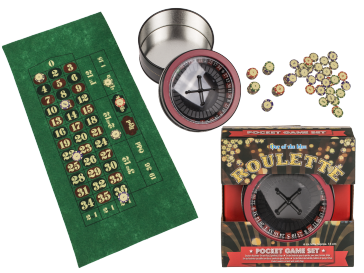 Plastic pocket roulette Game set with roulette wheel