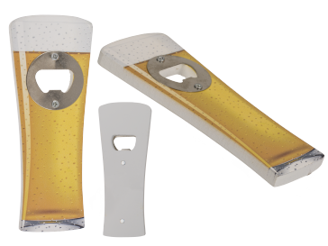 Metal bottle opener with wooden handle