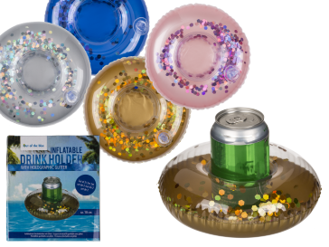 Inflatable Drink Holder with holographic Glitter