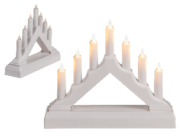 White plastic candle arch