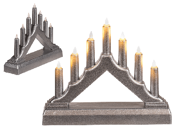 Silver coloured plastic candle arch