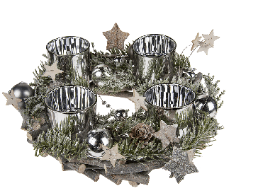 Advent wreath made of wooden and fir branches