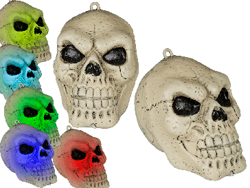 Plastic skull with colour changing LED (incl. batteries) ca. 12 cm