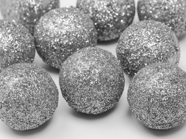 Glittery decorations Ball, silver, 3cm, 1pack