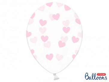 Silný balón ružové srdiečka 30 cm, 6 ks
