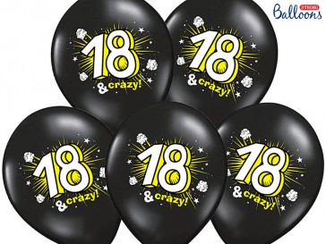 Balloons 30cm, 18 & crazy, Pastel Black, 6pcs