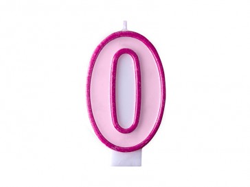 Birthday candle Number 0, pink, 1piece