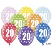 Silný metalický balón k 20. narodeninám mix 6ks, 30 cm