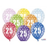 Silný metalický balón k 25. narodeninám mix 6 ks, 30 cm