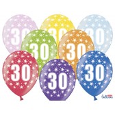 Silný metalický balón k 30. narodeninám mix 6 ks, 30 cm