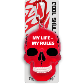 Kľúčenka lebka My life-my rules červená