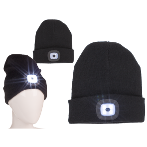 Black cap with LED (incl. batteries)