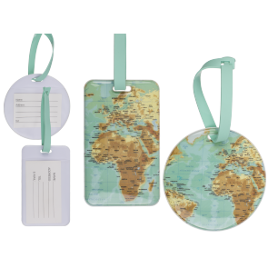 Luggage tag. world map