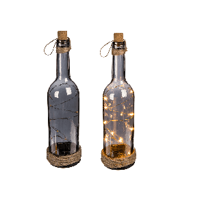 Sklenená fľaša s 10 LED žiarovkami