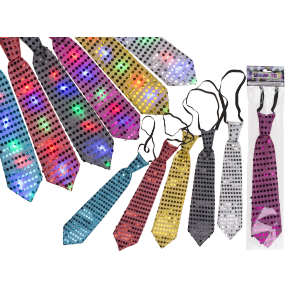 Sequin tie with 6 blinking LED