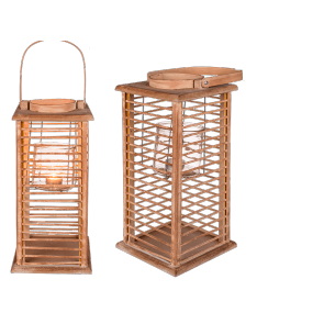Wooden lantern with glass insert