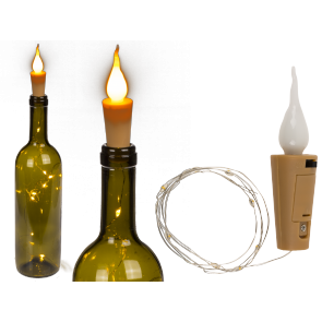 Bottle cap light with 8 warmwhite LED & flame (incl. batteries) ca. 9 x 2