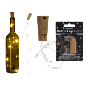 Bottle cap light with 5 warm white star LED (including batteries) ca 5 x 2 cm