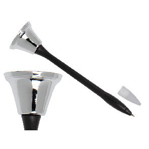 Plastic pen with metal bell