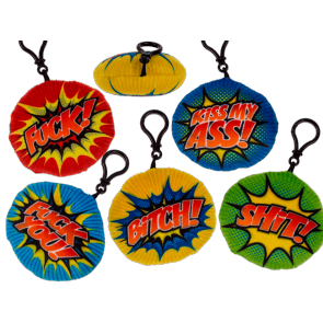 Plush hanger with slogans I Iwith sound & carabiner hook (incl. batteries) ca. 10 cm