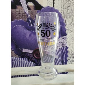 Sklenený narodeninový pohár na pivo "50", 23 cm