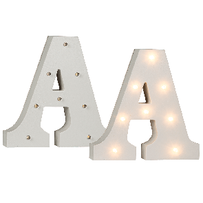 Illuminated wooden letter A
