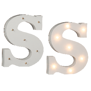 Illuminated wooden letter S