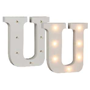 Illuminated wooden letter U