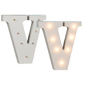 Illuminated wooden letter V