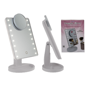 Plastic cosmetic mirror with 16 LED & magnifier mirror