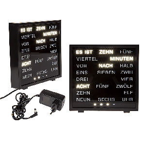 Plastic clock with German words