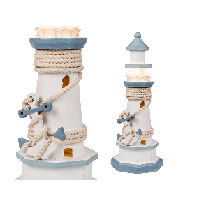 Wooden lighthouse with 8 warm white LED