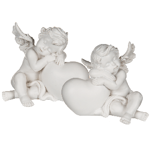 Sleeping polyresin angel on heart