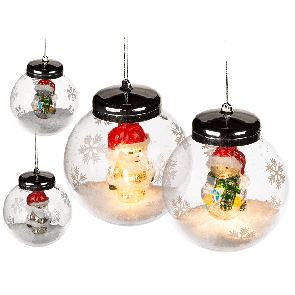 Vianočná guľa snehuliak s LED