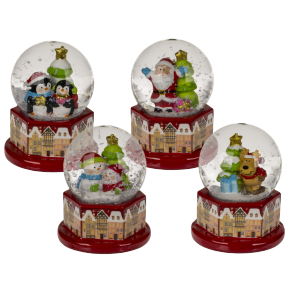 Polyresin snow globe with Christmas figurines