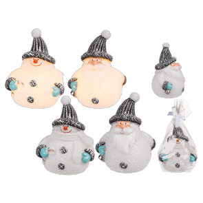 Plastic Santa Claus & Snowman with led incl. battery