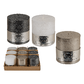 Pillar candle with glitter