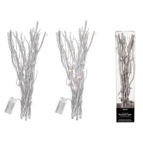 White coloured decoration twigs with 20 warmwhite LED