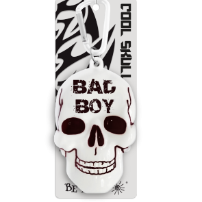 Kľúčenka lebka Bad boy biela