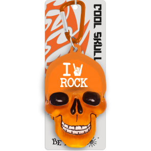 Kľúčenka lebka I ♥ rock oranžová