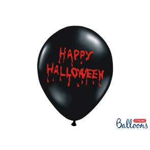 Balloons 30cm, Happy Halloween, Pastel Black, 6pcs